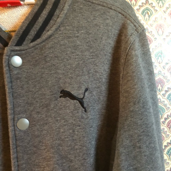 Puma Grey & Black Letterman Jacket - Picture 2 of 3